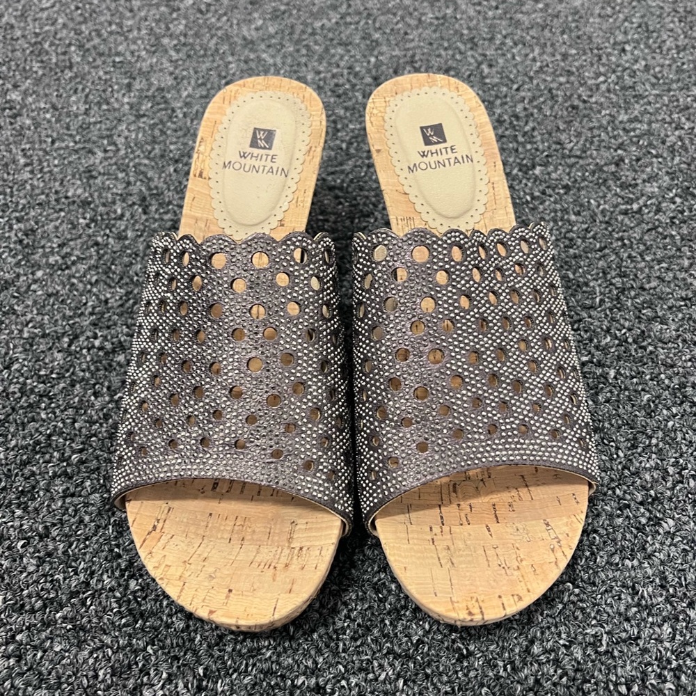 WHITE MOUNTAIN WOMENS ATLIE FABRIC OPEN TOE SPECIAL OCCASION SANDALS. Size 7.5